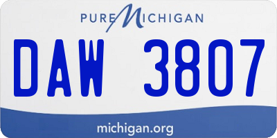 MI license plate DAW3807