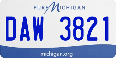 MI license plate DAW3821