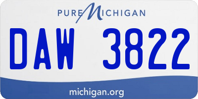 MI license plate DAW3822