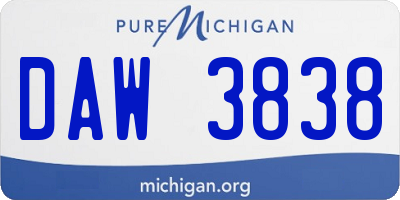 MI license plate DAW3838