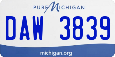 MI license plate DAW3839