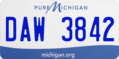 MI license plate DAW3842