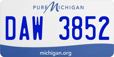 MI license plate DAW3852