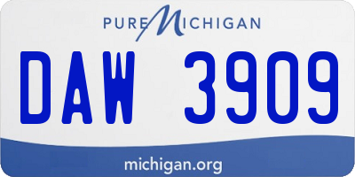 MI license plate DAW3909