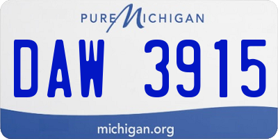 MI license plate DAW3915