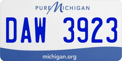 MI license plate DAW3923