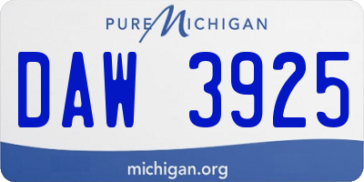 MI license plate DAW3925