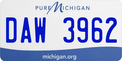 MI license plate DAW3962