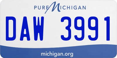 MI license plate DAW3991