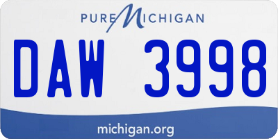 MI license plate DAW3998