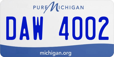 MI license plate DAW4002