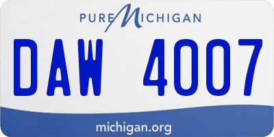 MI license plate DAW4007