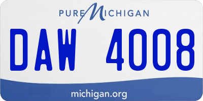 MI license plate DAW4008