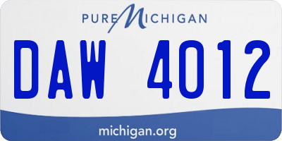 MI license plate DAW4012