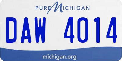 MI license plate DAW4014