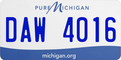 MI license plate DAW4016