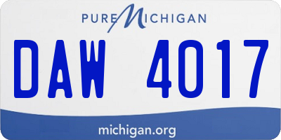 MI license plate DAW4017