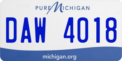 MI license plate DAW4018