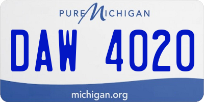 MI license plate DAW4020