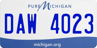 MI license plate DAW4023