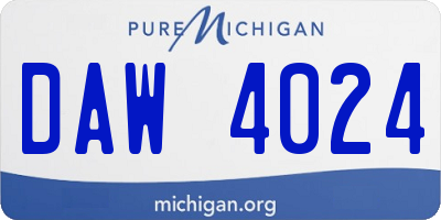 MI license plate DAW4024