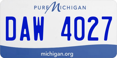 MI license plate DAW4027