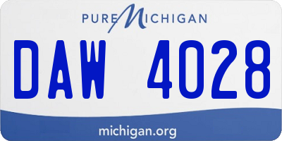MI license plate DAW4028