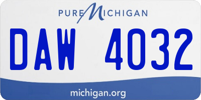 MI license plate DAW4032