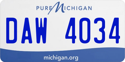 MI license plate DAW4034