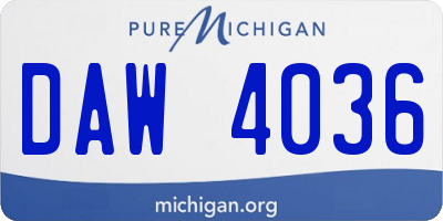 MI license plate DAW4036