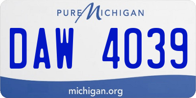 MI license plate DAW4039