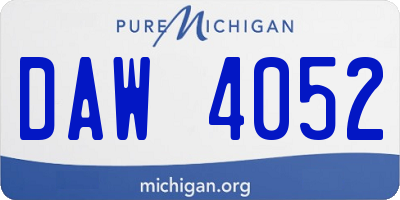 MI license plate DAW4052