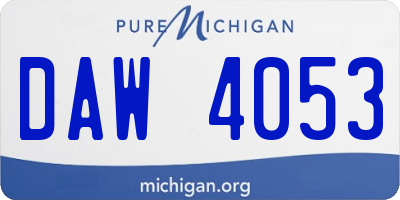 MI license plate DAW4053
