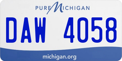 MI license plate DAW4058