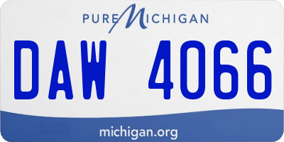 MI license plate DAW4066