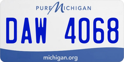 MI license plate DAW4068