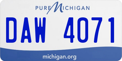 MI license plate DAW4071