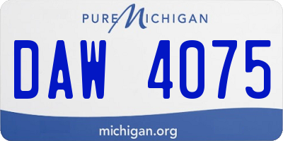 MI license plate DAW4075