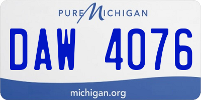 MI license plate DAW4076