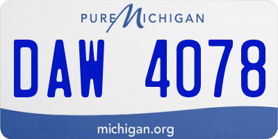 MI license plate DAW4078