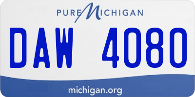 MI license plate DAW4080