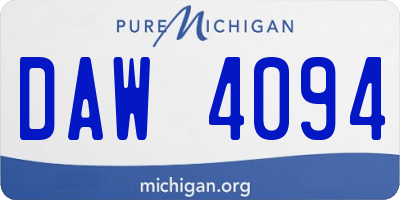 MI license plate DAW4094