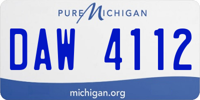MI license plate DAW4112