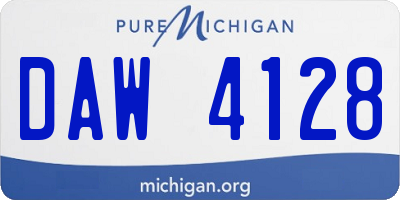 MI license plate DAW4128