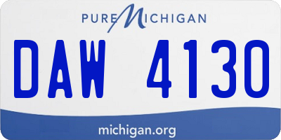 MI license plate DAW4130