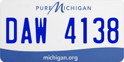 MI license plate DAW4138