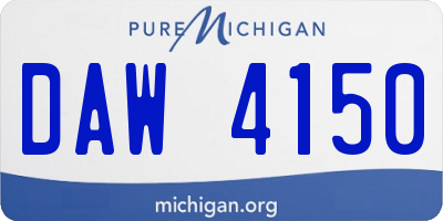 MI license plate DAW4150