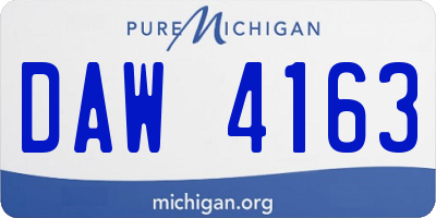 MI license plate DAW4163