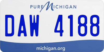 MI license plate DAW4188