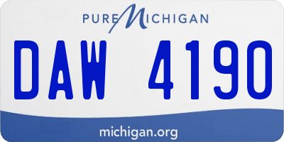 MI license plate DAW4190